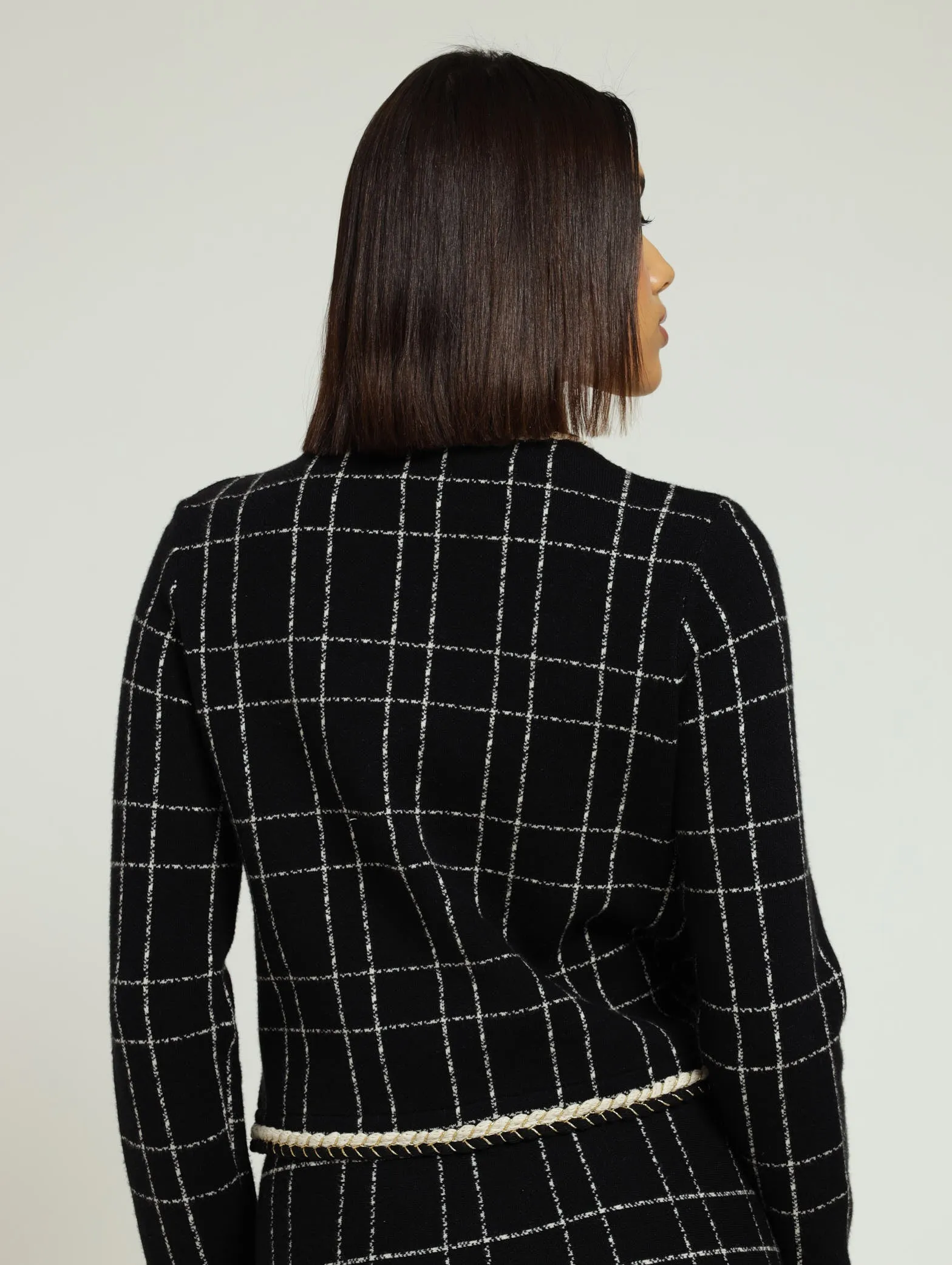 Plaid Knit Jacket With Braided Edge - Black sold by Edgars product image thumbnail 4