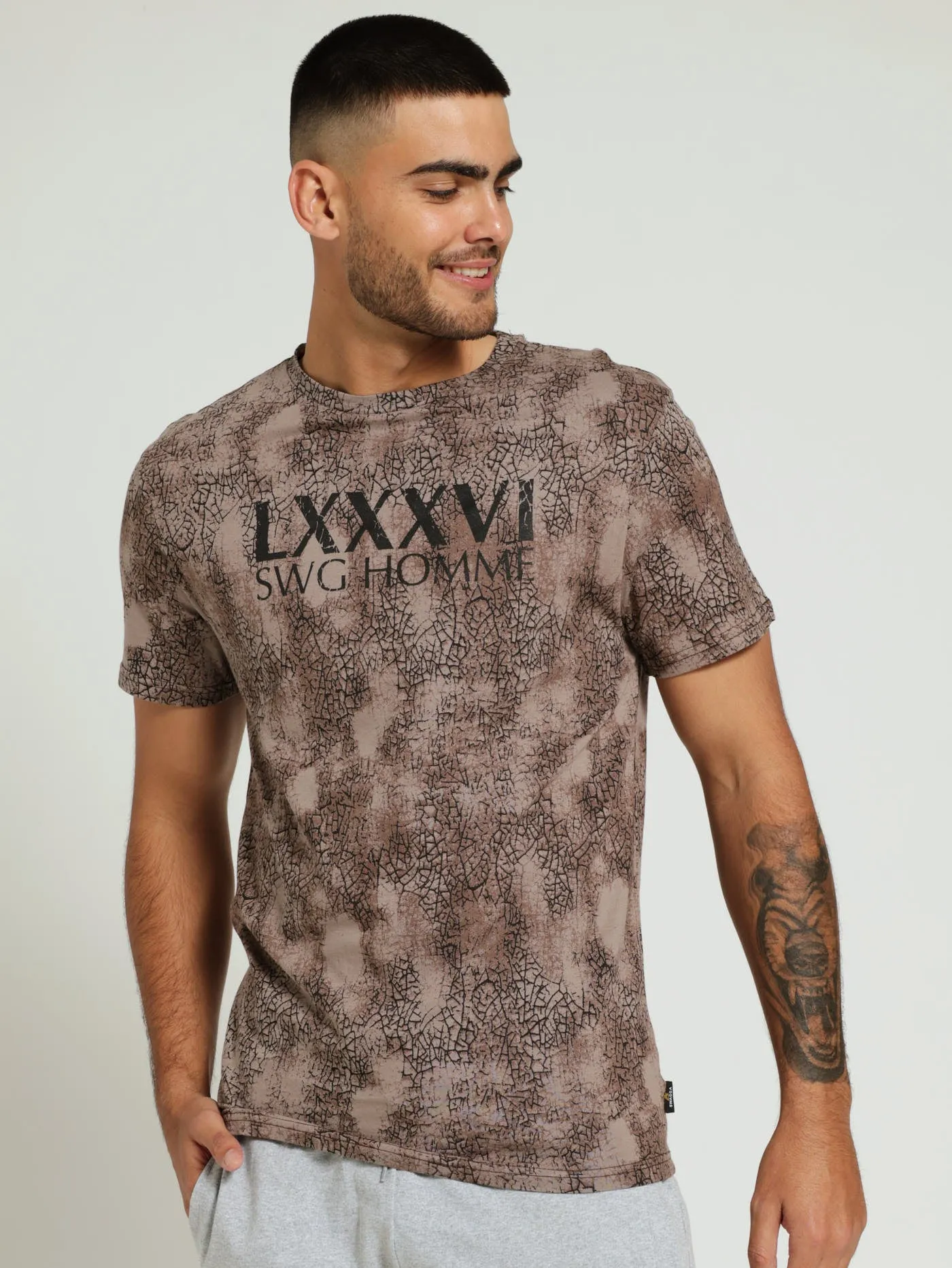 Rotary Cracked Tee - Brown sold by Edgars