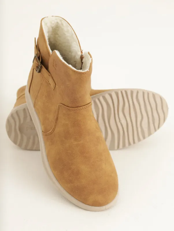 Ladies Fur Lined Ankle Boot With Buckle - Camel sold by Edgars