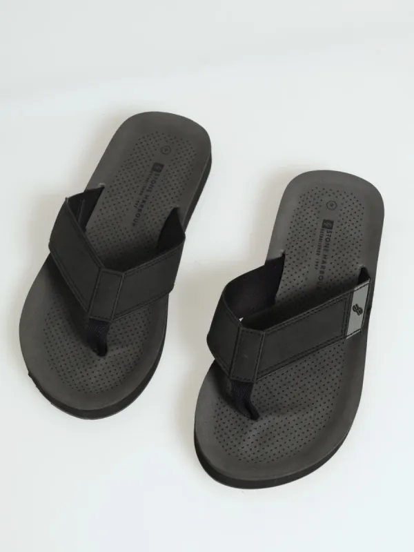 Comfort Wide Vamp Sandal With Pu Upper - Black/Grey sold by Edgars