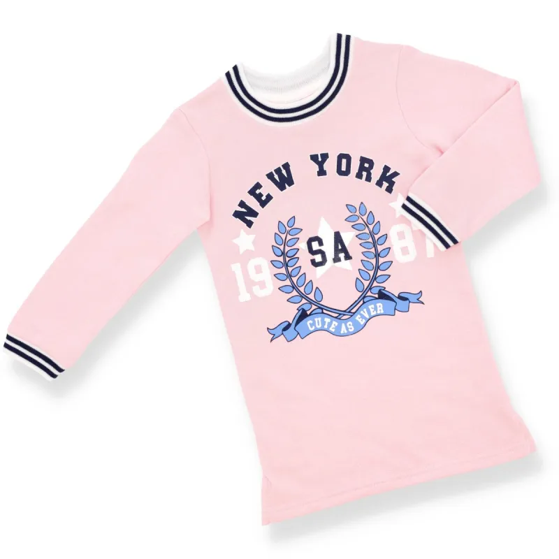 Pre-Girls Long Sleeve Fleece Dress - Pink sold by Edgars