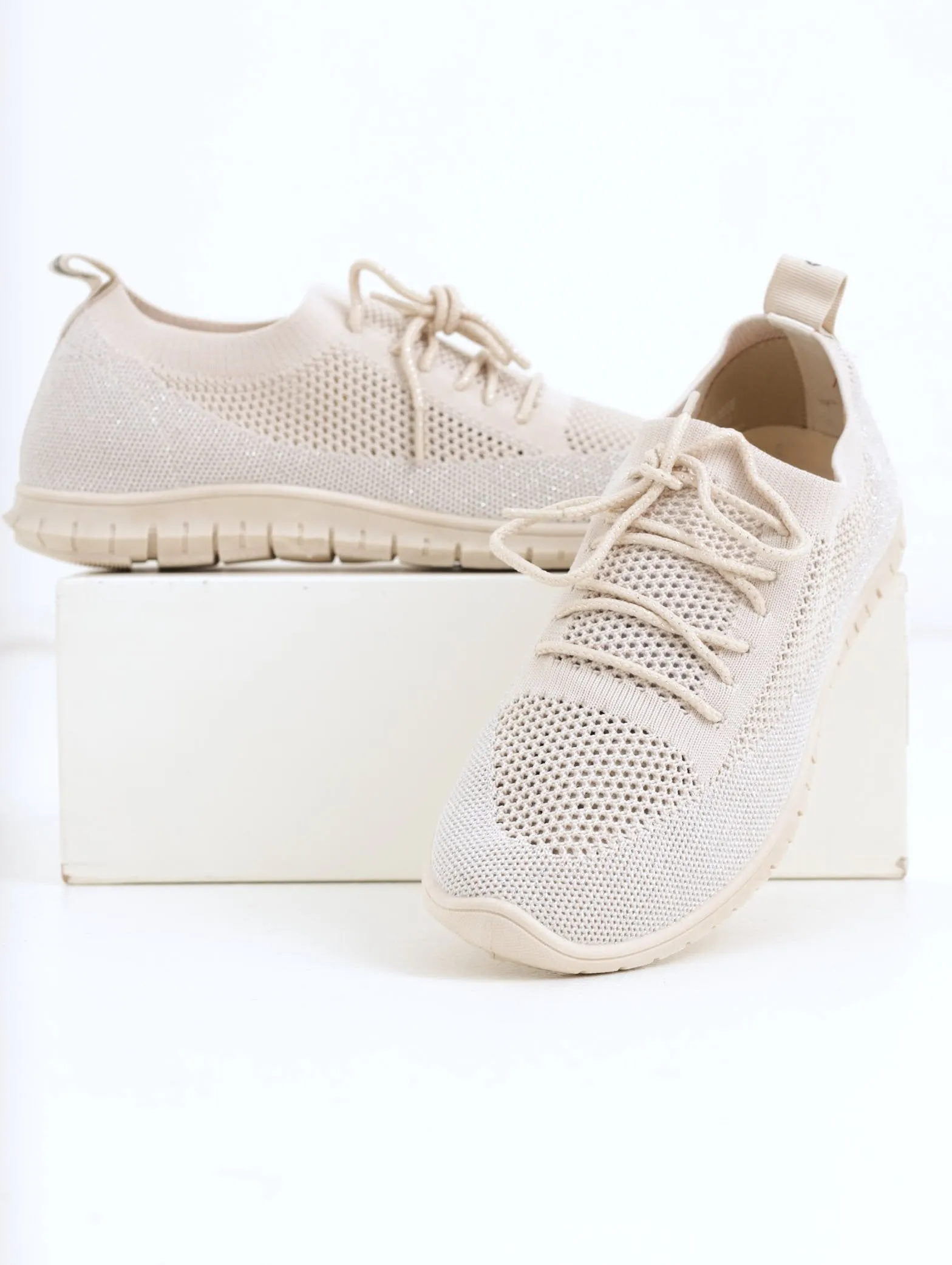 Ladies Soft Style Nansen Lace Up Slip On Sneaker - Natural sold by Edgars
