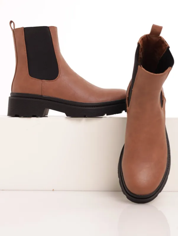 Ladies Cleated Chelsea Boot - Chocolate sold by Edgars