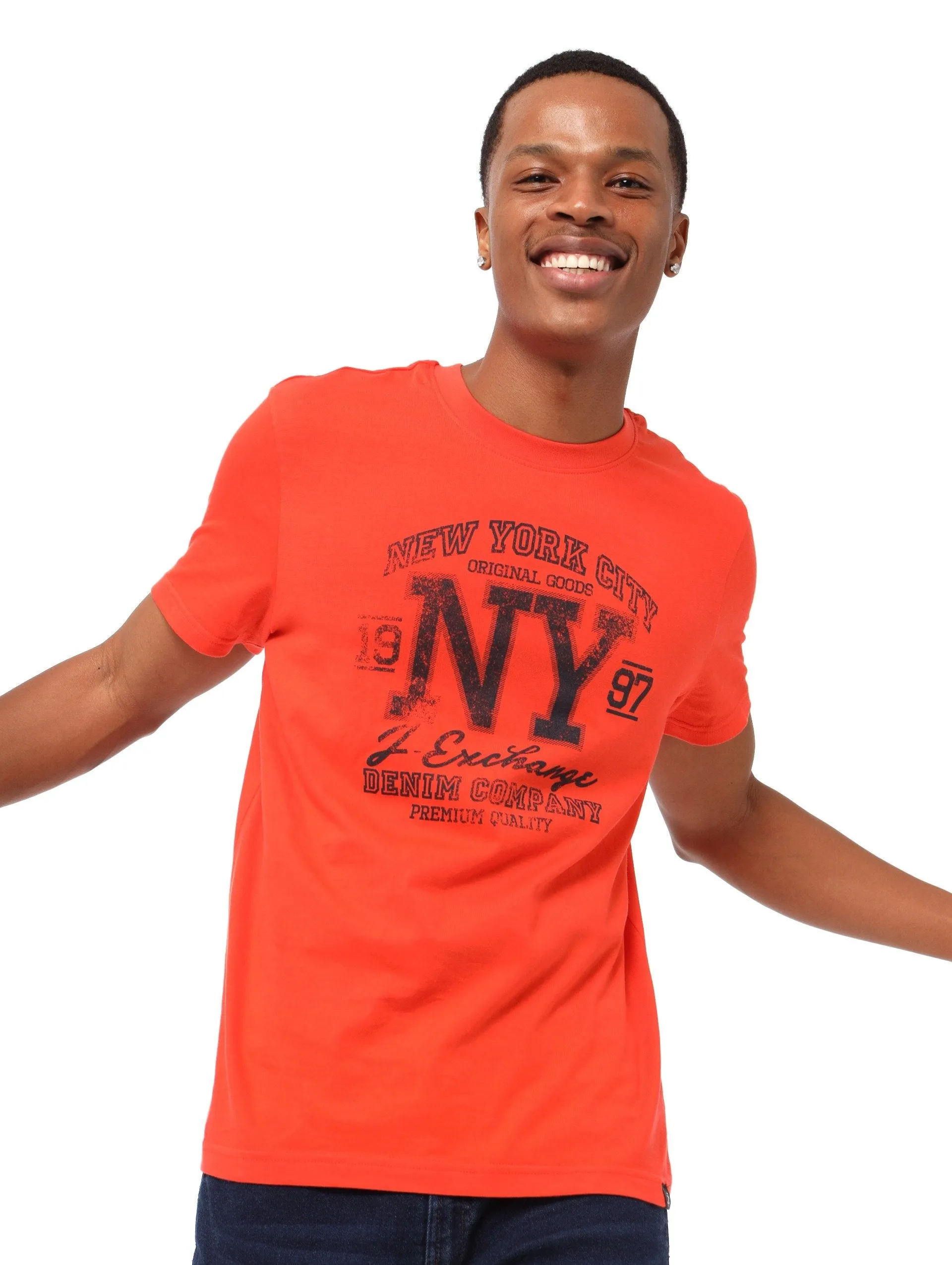 Men's New York Icon Tee - Bright Orange sold by Edgars
