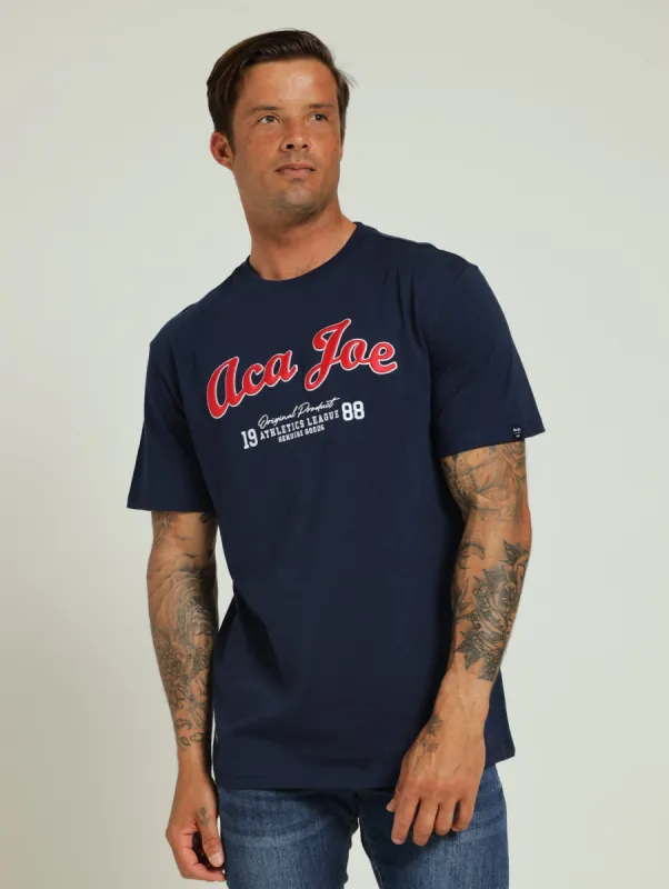 Chest Logo Embroidered Tee - Navy sold by Edgars