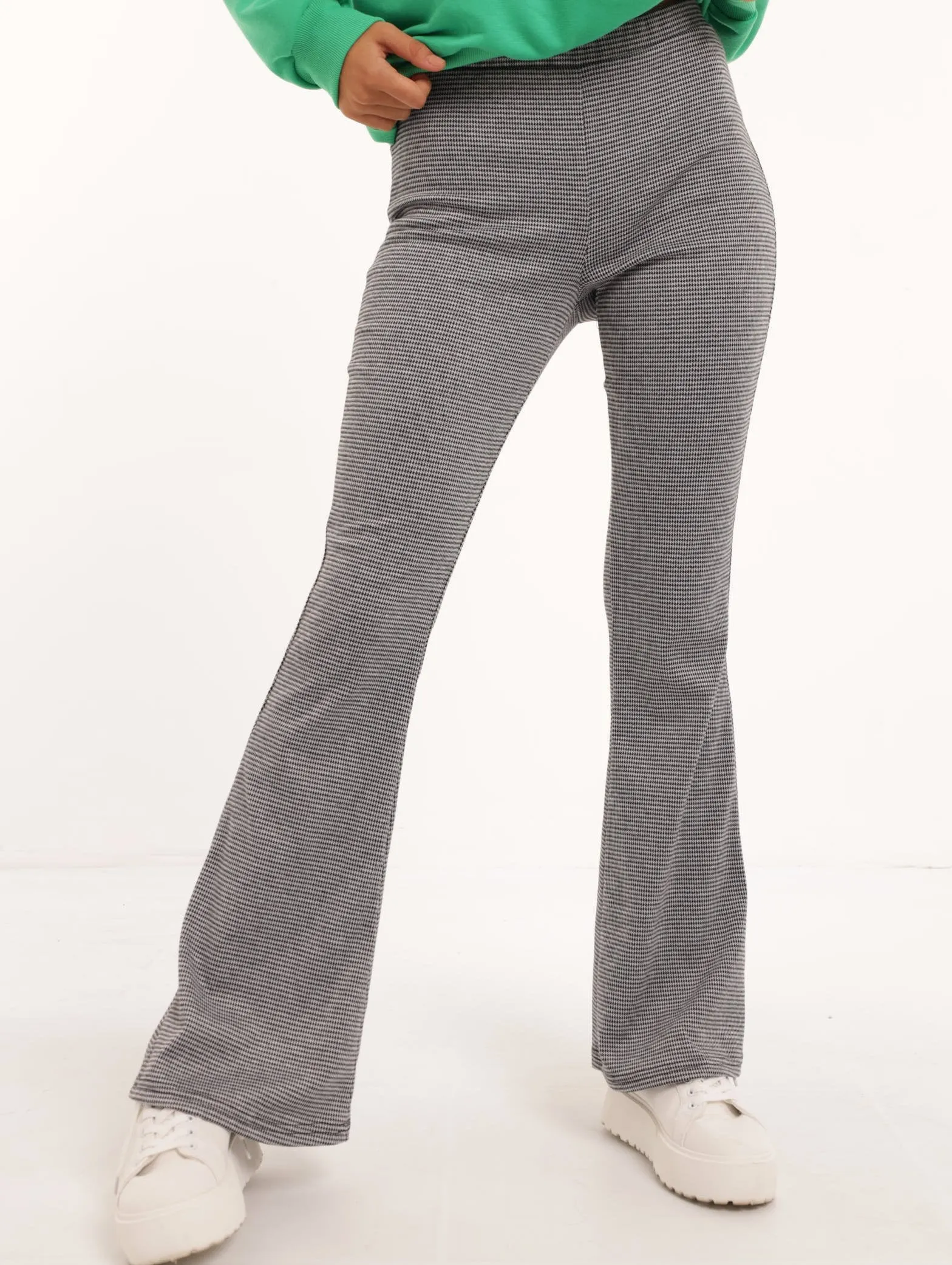 Ladies Houndstooth Flare Legging - Black sold by Edgars