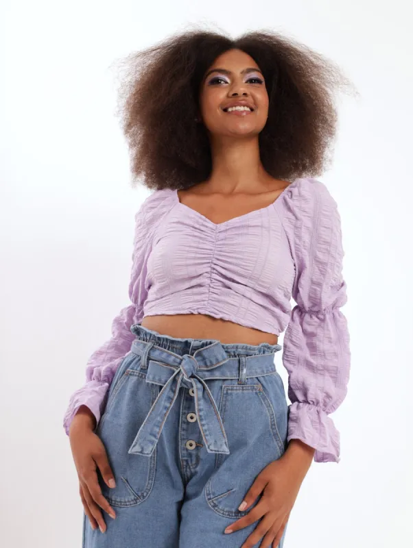 Ladies Long Sleeve Textured Top - Lilac sold by Edgars