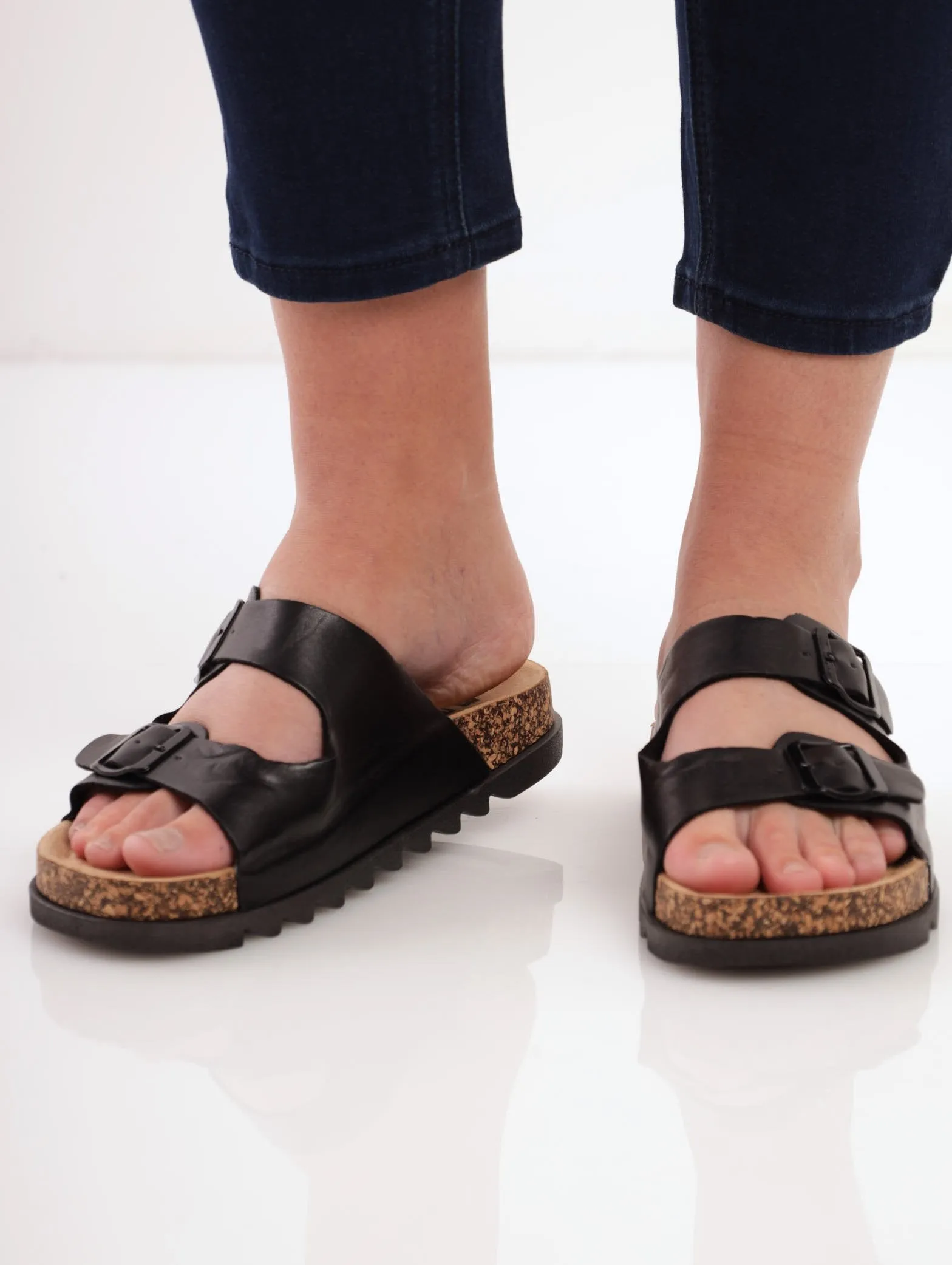 Ladies Double Strap Plain Sandal - Black sold by Edgars