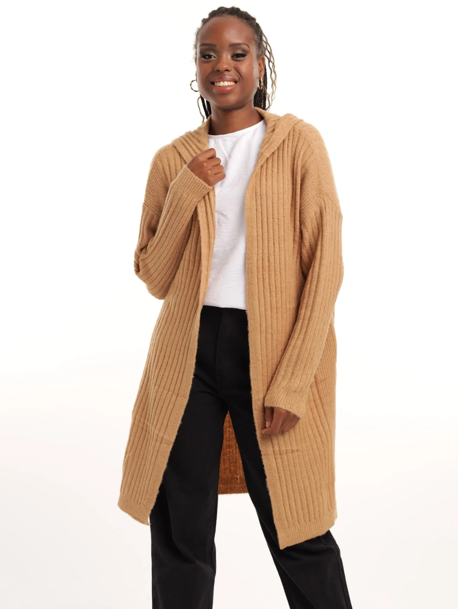 Ladies Hooded Cardigan - Tan sold by Edgars