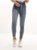 Ladies Mid Blue Paperbag Belted Skinny Denim Jean sold by Edgars