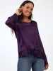 Ladies Long Sleeve Twist Hem Sating Blouse - Purple sold by Edgars