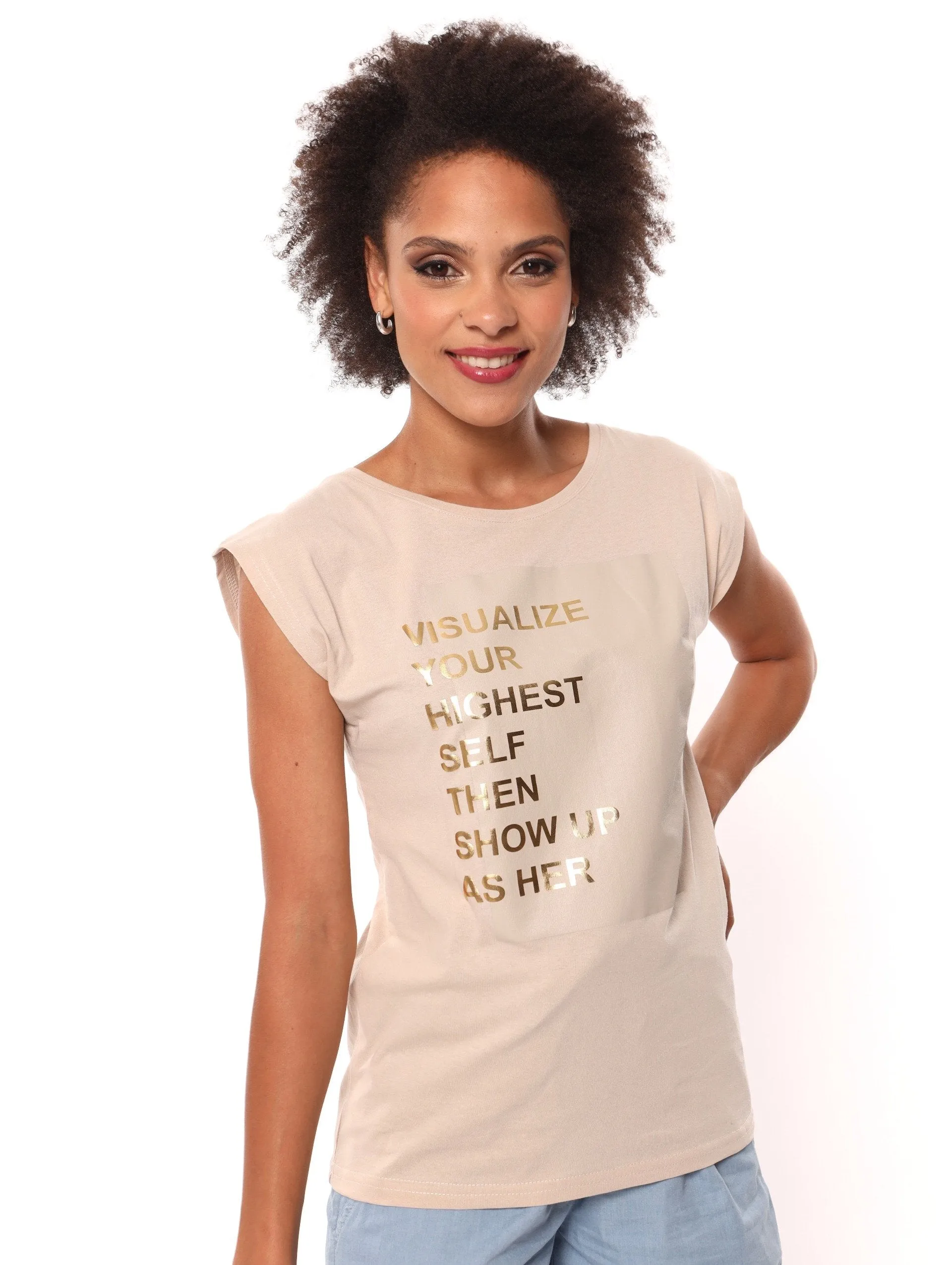 Ladies Muscle Visualise Tee - Stone sold by Edgars