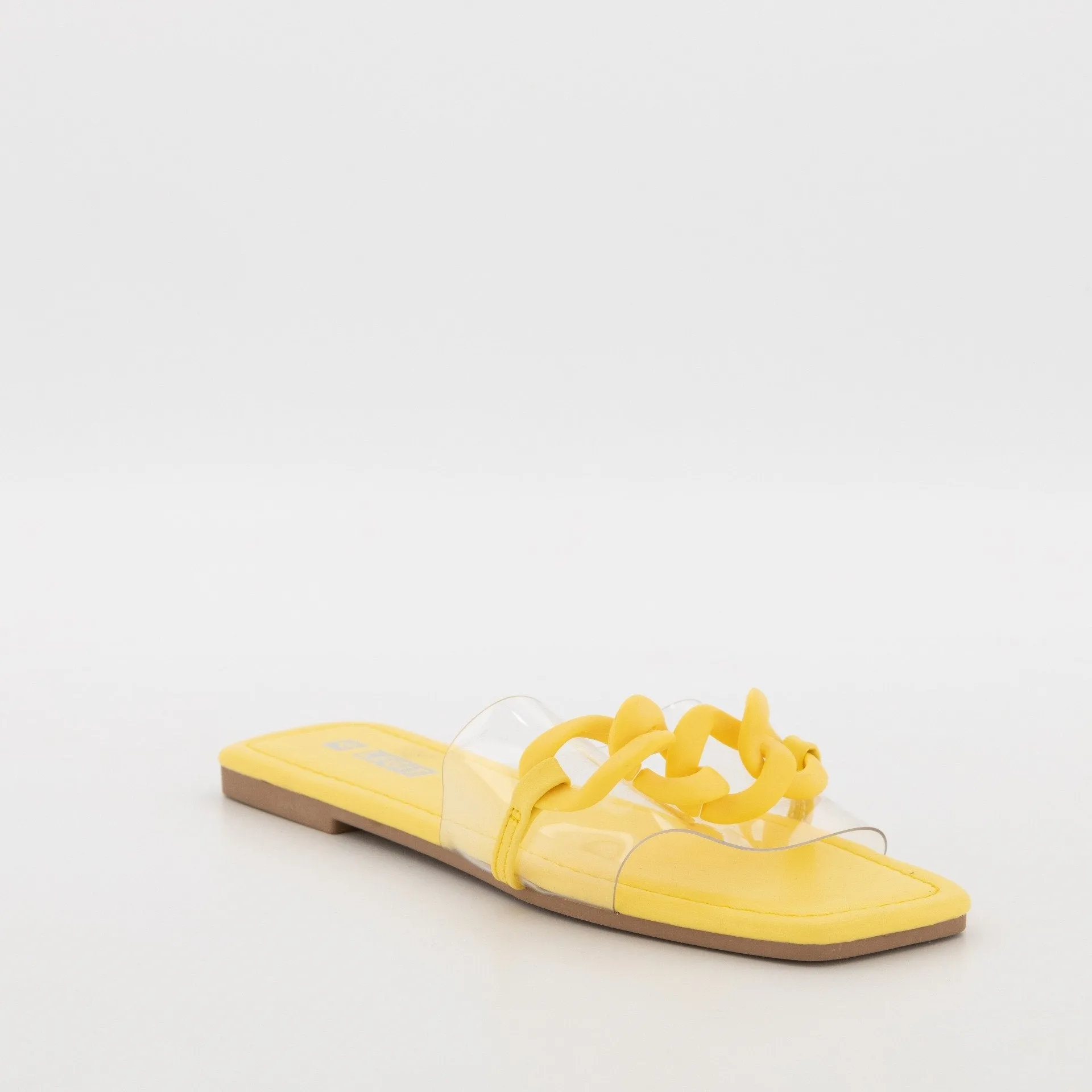 Ladies Chunky Chain Vinyl Push In Mule - Yellow sold by Edgars