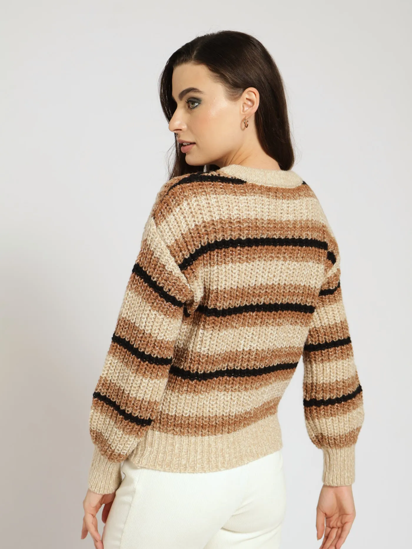 Long Sleeve Lurex Stripe Chunky Knit Sweater sold by Edgars product image thumbnail 3