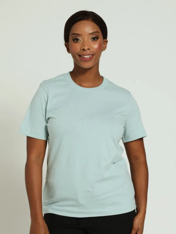 Cotton Boxy Tee With Rib Neck - Duck Egg sold by Edgars