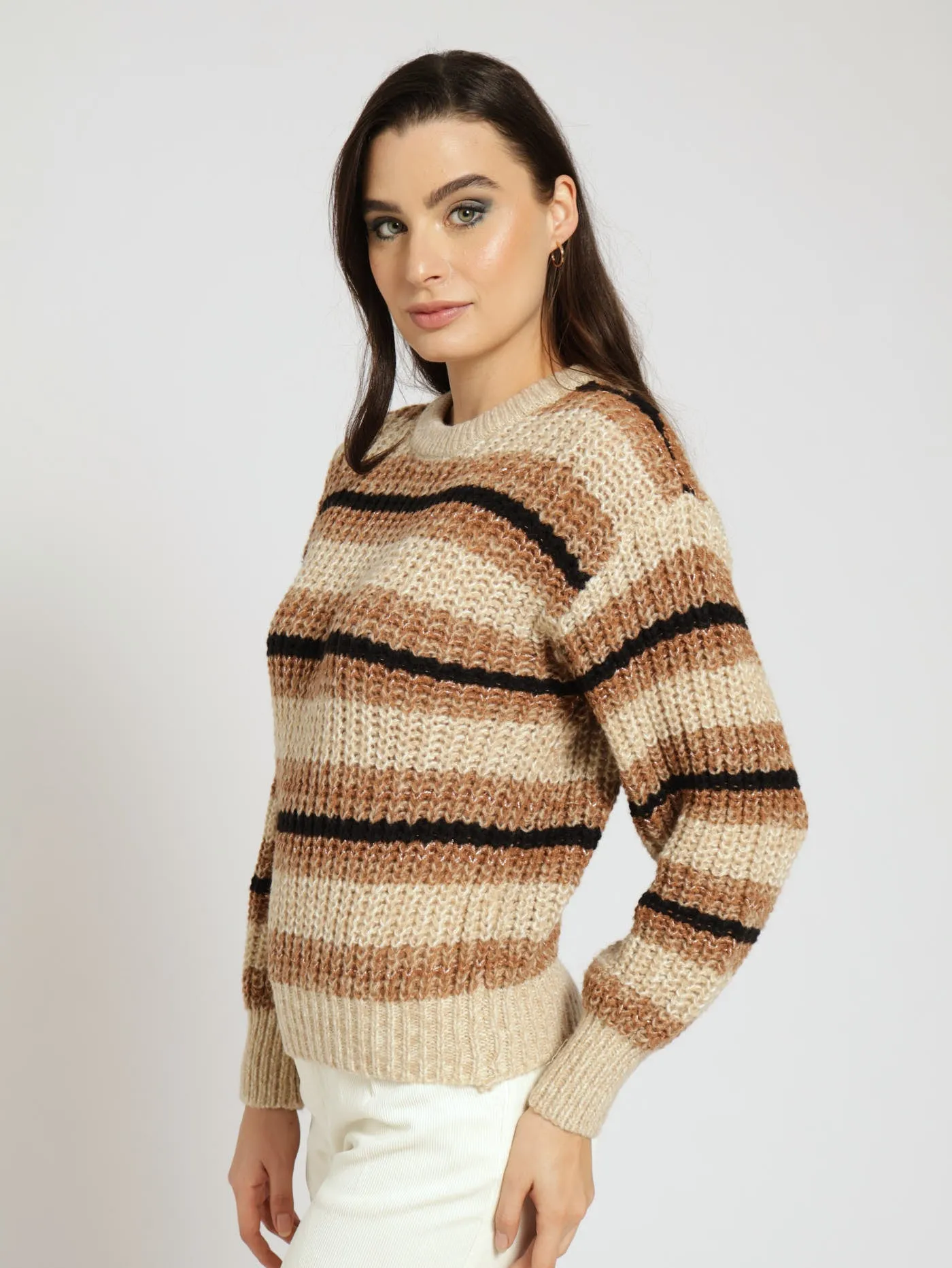 Long Sleeve Lurex Stripe Chunky Knit Sweater sold by Edgars product image thumbnail 2