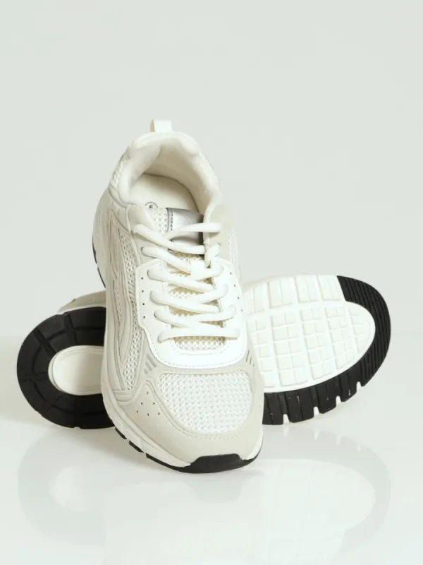 Runner Sneaker - White/Beige sold by Edgars