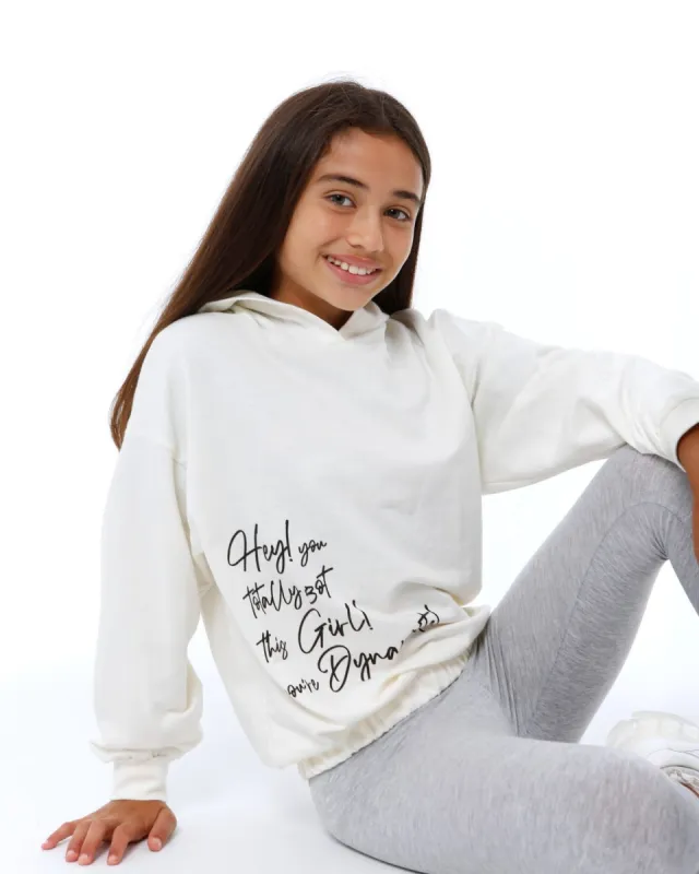 Girls Oversized Elastic Hem Hoody - Cream sold by Edgars