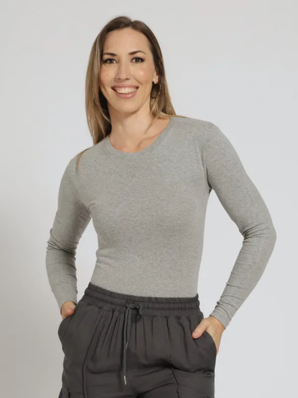 Long Sleeve Rib Bodysuit - Grey Melange sold by Edgars