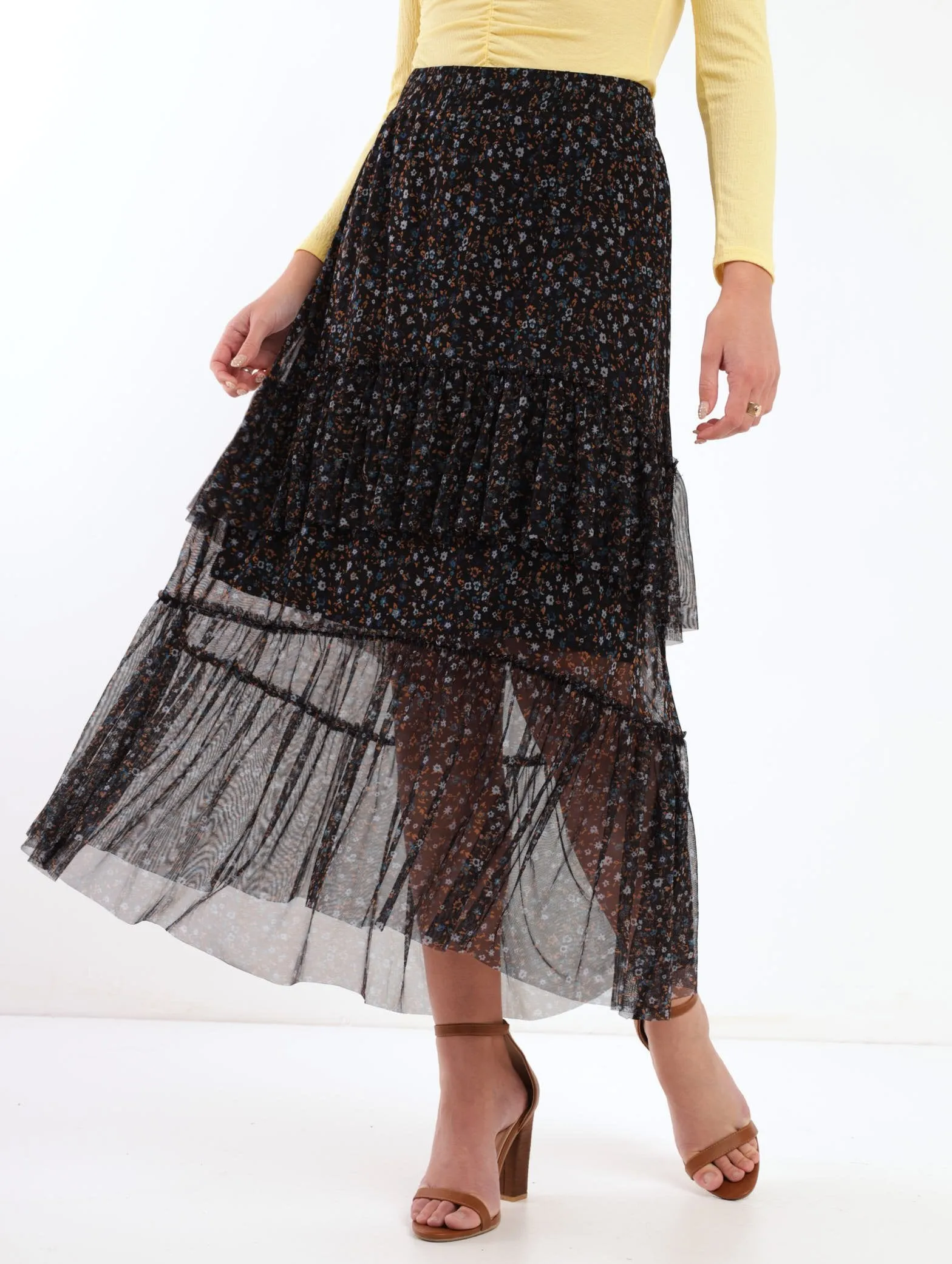 Ladies Ditsy Floral Mesh Printed Skirt sold by Edgars