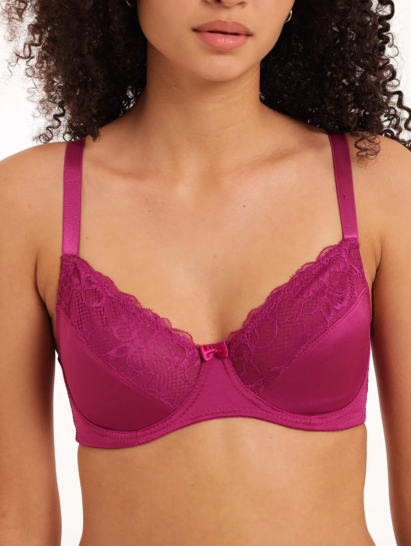 Ladies Shiny Microfibre Bra - Fuchsia sold by Edgars