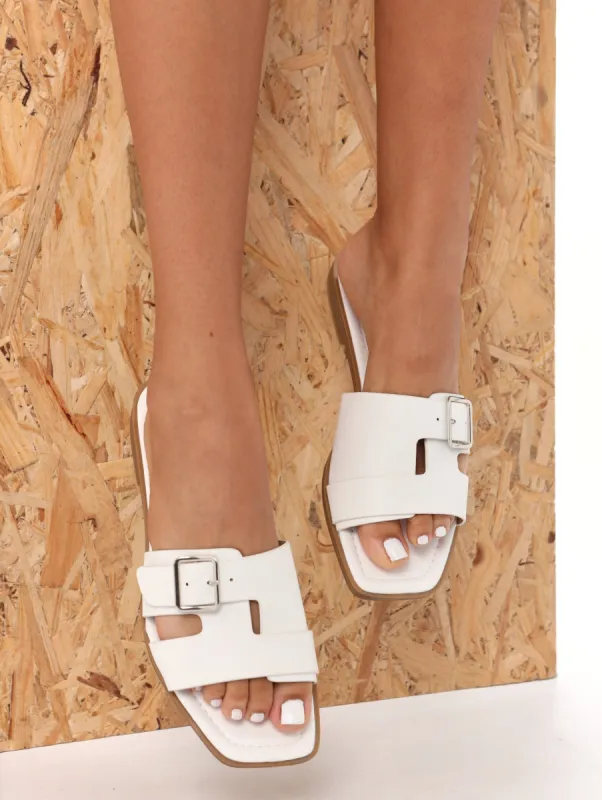 Ladies Square Toe Padded Sandal - White sold by Edgars