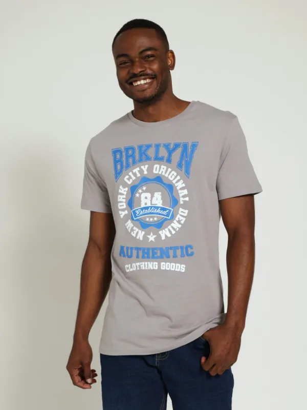 Basic Print Tee - Light Grey sold by Edgars