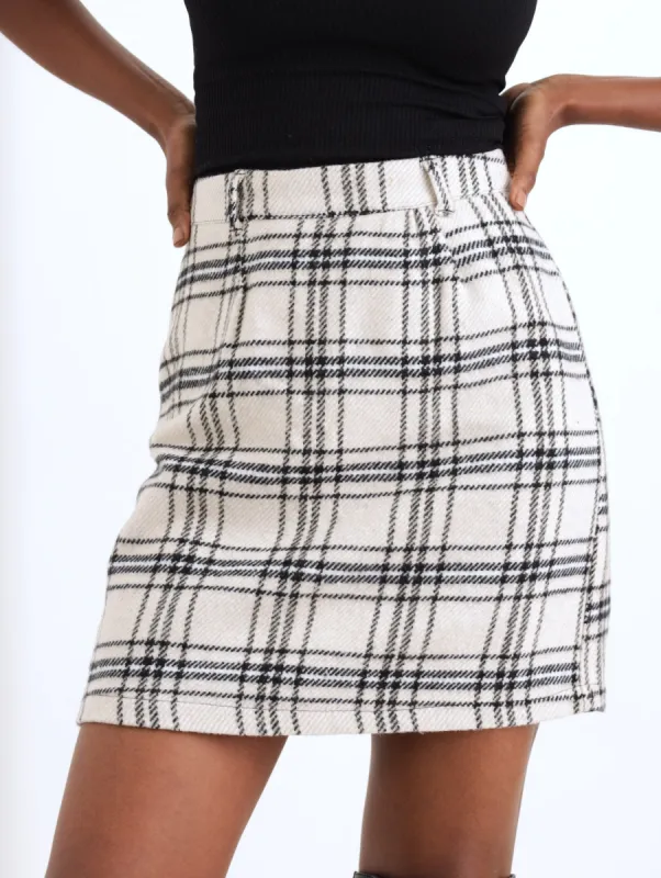 ladies Mini Skirt With Belt Loops - Check sold by Edgars