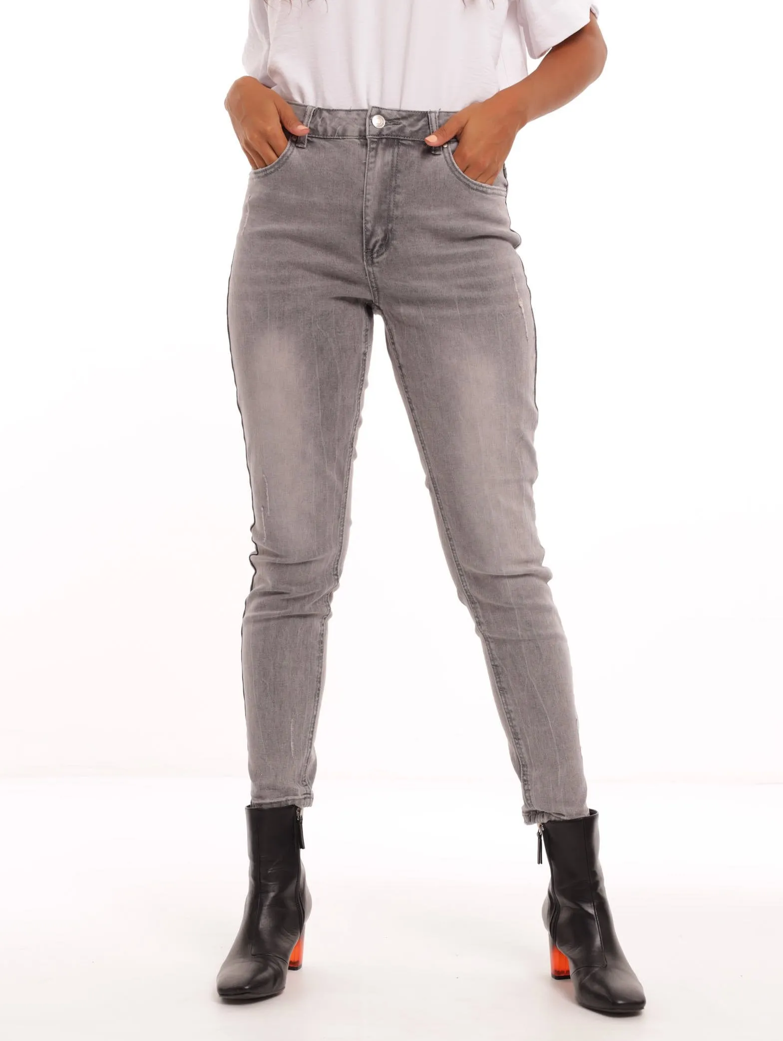 Ladies Grey Skinny Denim Jean sold by Edgars