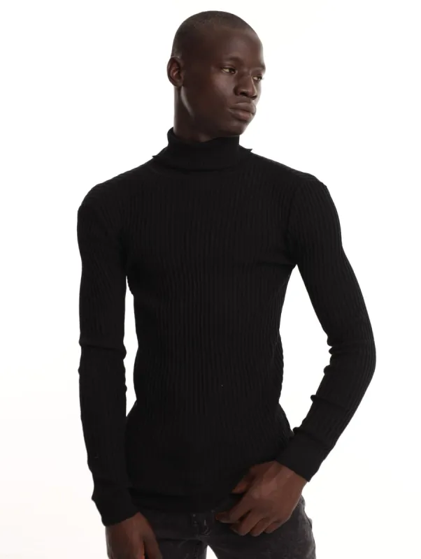 Men's Polo Neck Plain Top - Black made by Swagga