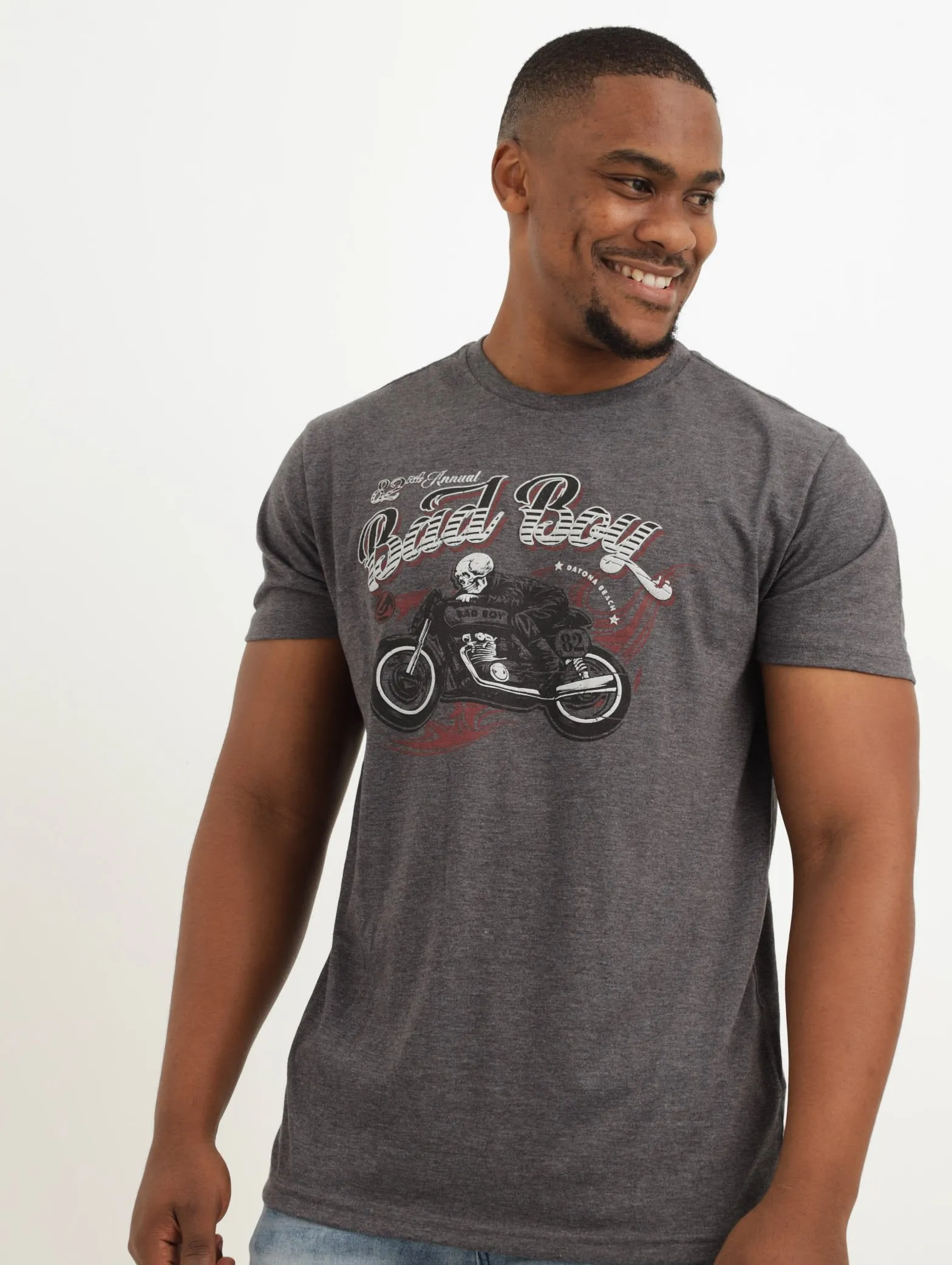 Men's Racer Crewneck Short Sleeve Tee- Charcoal Melange sold by Edgars