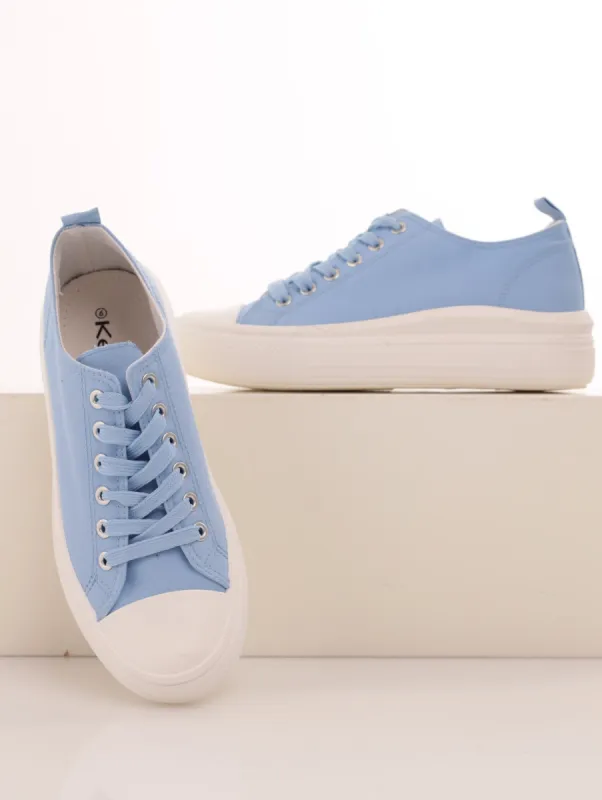 Ladies Toe Cap Platform Sneaker - Blue sold by Edgars