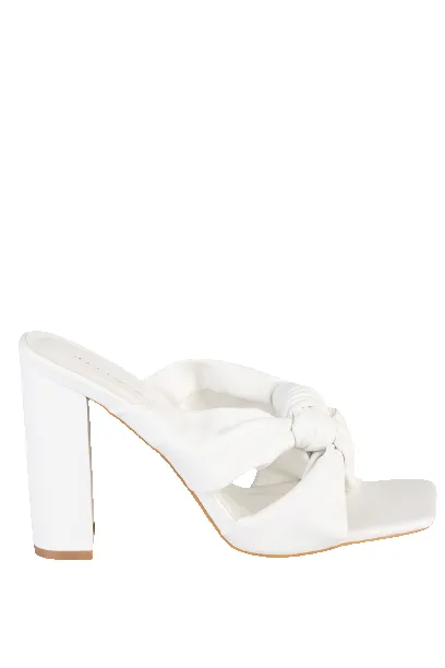Ladies White Monday Mantra Knotted Mule sold by Edgars