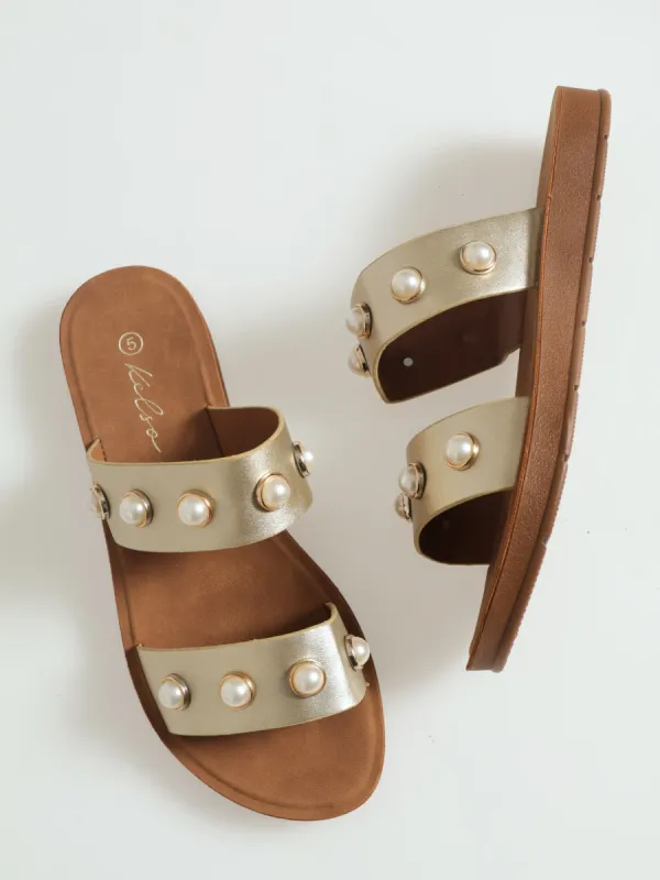 Pearl Double Band Mule Sandal - Champagne sold by Edgars 