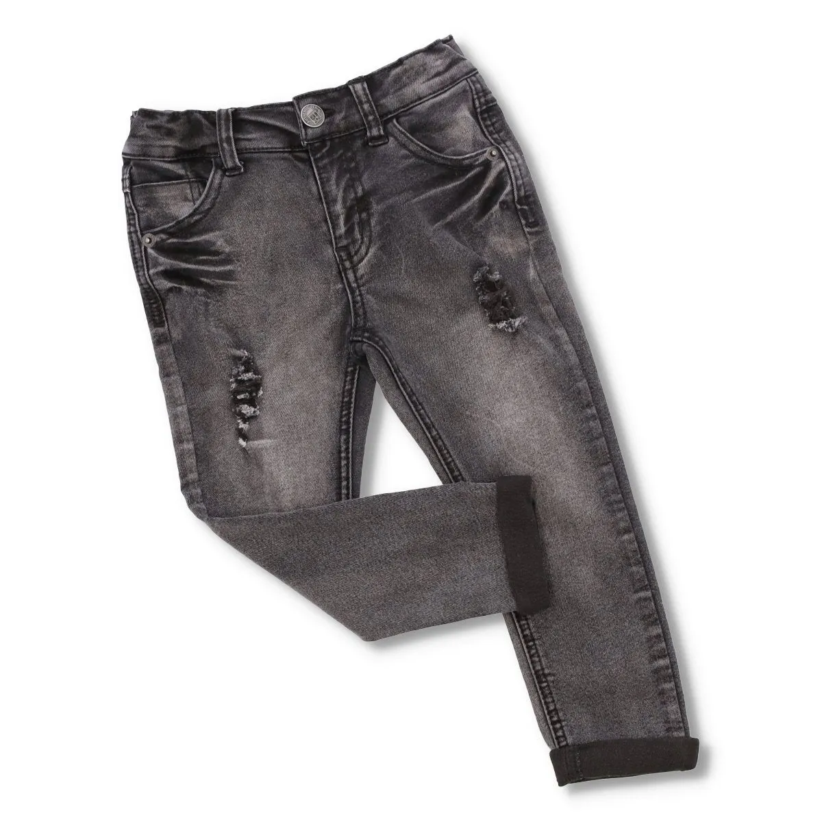 Pre-Boys Dark Grey Kimble Crease Denim Jean sold by Edgars