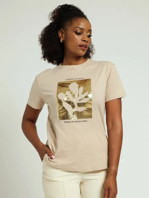 Golden Branch Tee - Stone sold by Edgars
