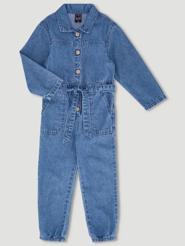 Pre-Girls Fashion Dungaree - Mid Blue sold by Edgars