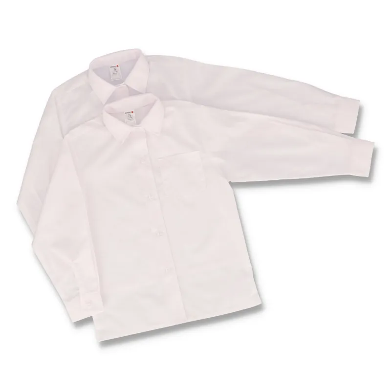 Girls Long Sleeve 2 Pack School Blouse - White sold by Edgars