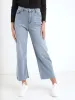 Ladies Light Blue Hi-Waist Wide Frayed Denim Jean sold by Edgars