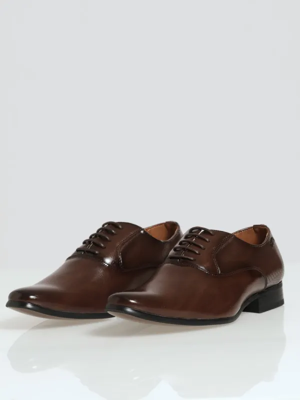 Full Pin Punch Back Quarter Lace Up Oxford Shoe - Brown sold by Edgars 