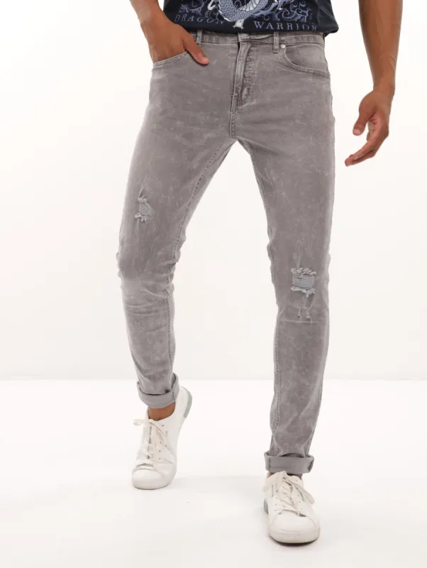 Men's Acid Wash Grey Skinny Denim Jean sold by Edgars