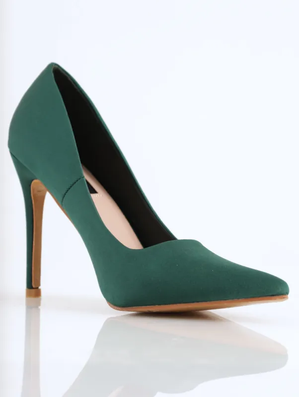 Ladies Satin Pointed Court Heel - Emerald sold by Edgars