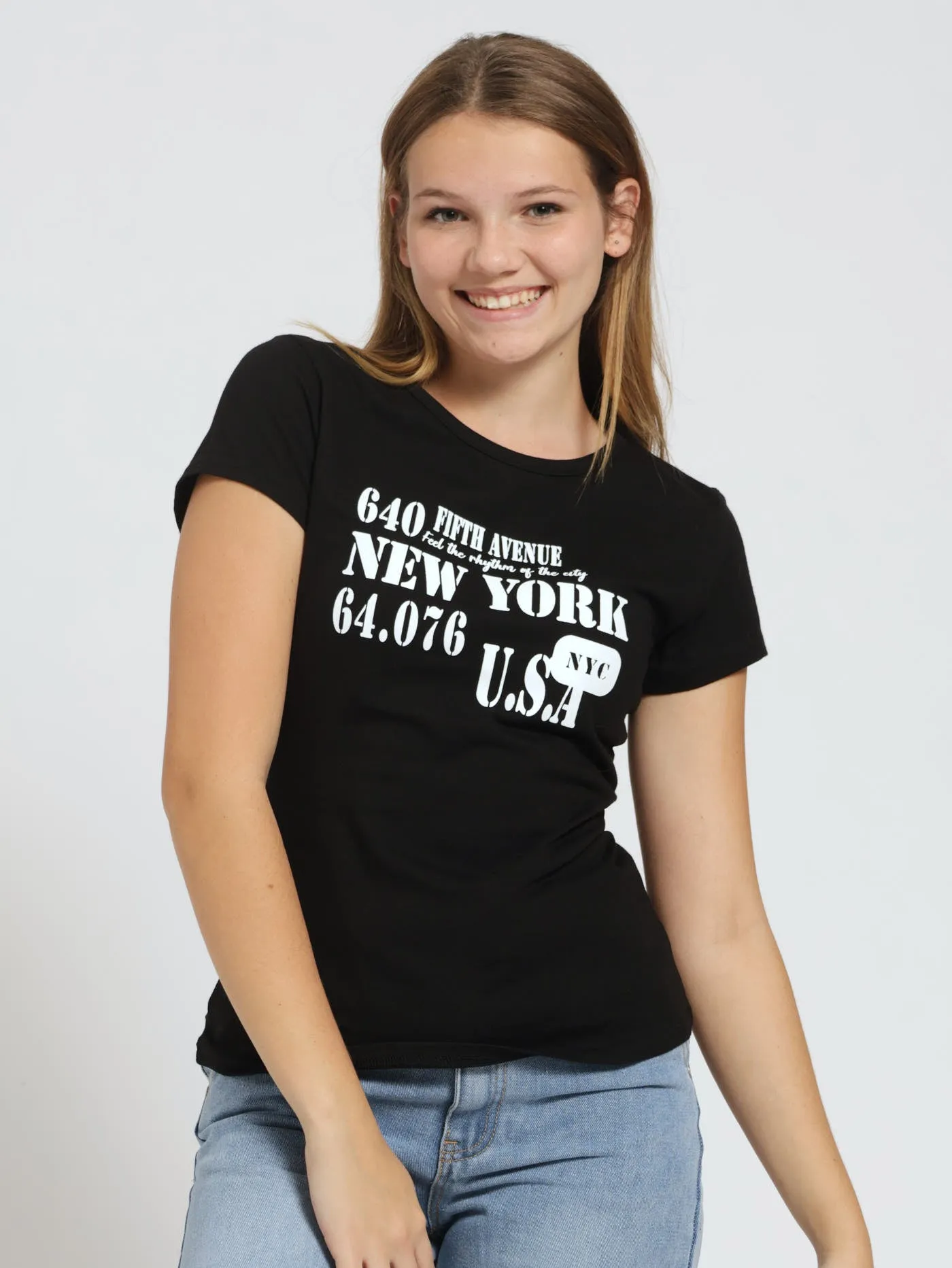 Girls Regular New York Tee - Black sold by Edgars
