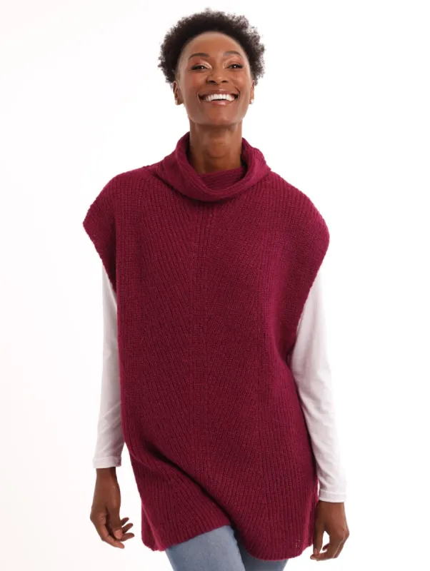 Ladies Cowl Neck Pullover - Wine sold by Edgars