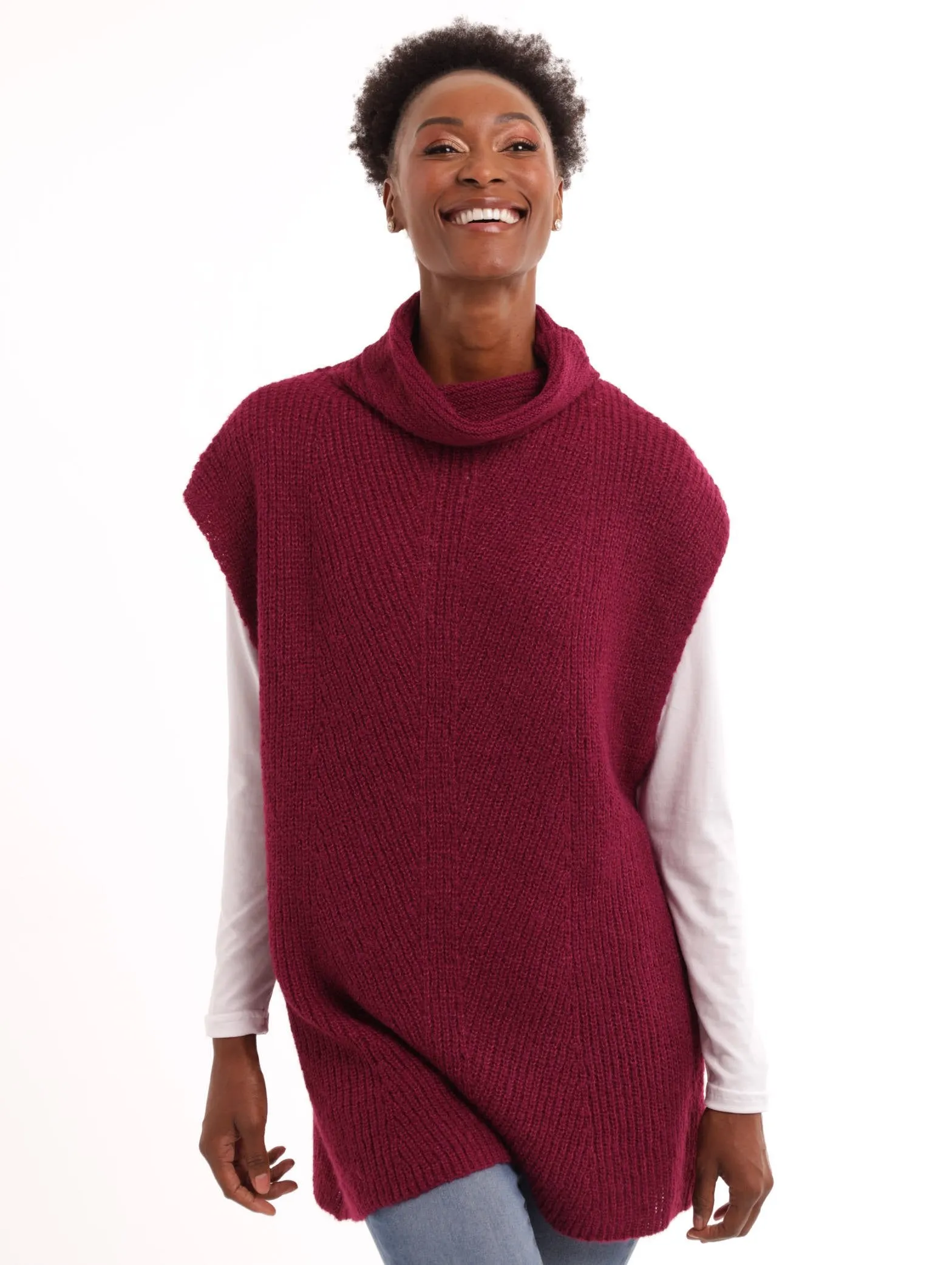 Ladies Cowl Neck Pullover - Wine sold by Edgars