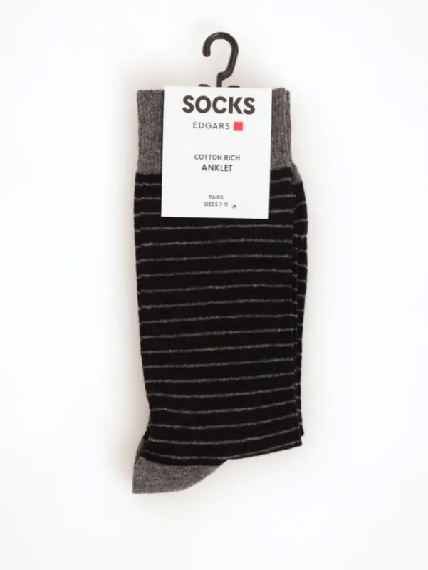 Men's Striped Single Sock - Black/Grey sold by Edgars 