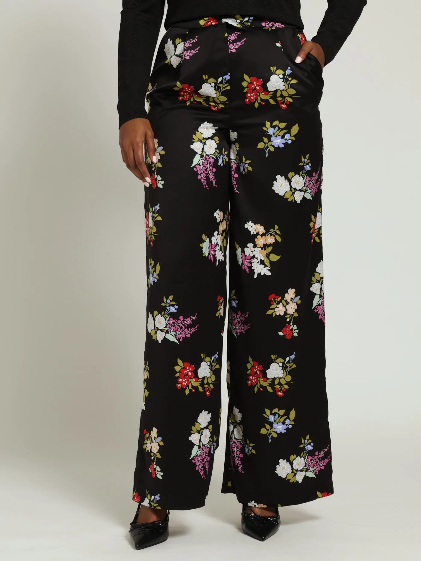 Straight Leg Satin Pants - Black sold by Edgars