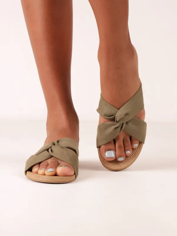 Ladies Moulded Soft Interlinked Mule Sandal - Olive sold by Edgars