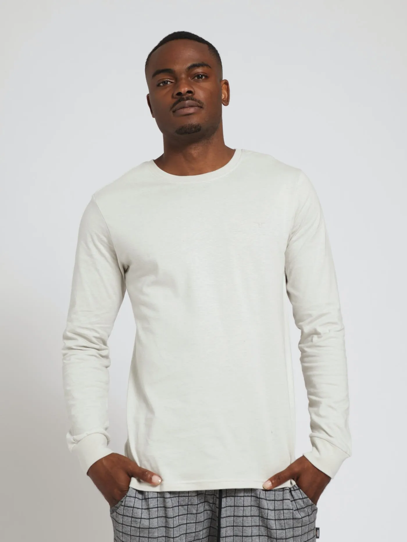 Long Sleeve Crew Cuff Tee - Grey sold by Edgars