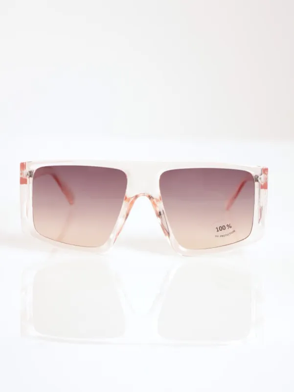 Ladies Ombre Lense Clear Brow Sunglasses - Light Pink made by Edgars